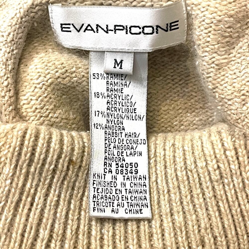 Vintage Evan Picone Tan & Brown Angora Blend Argyle Turtleneck Sweater Top Sz M - Picture 8 of 8